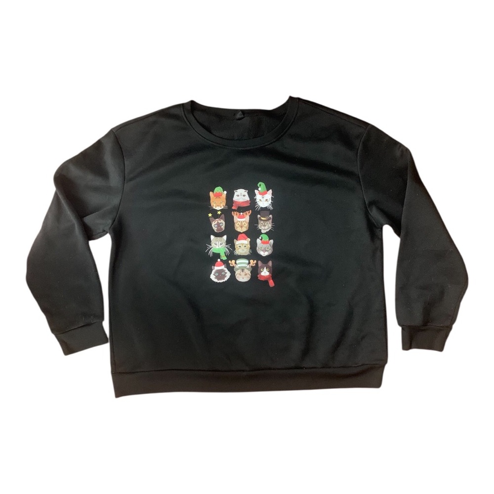 Festive Cats Xmas Sweatshirt Black 4XL